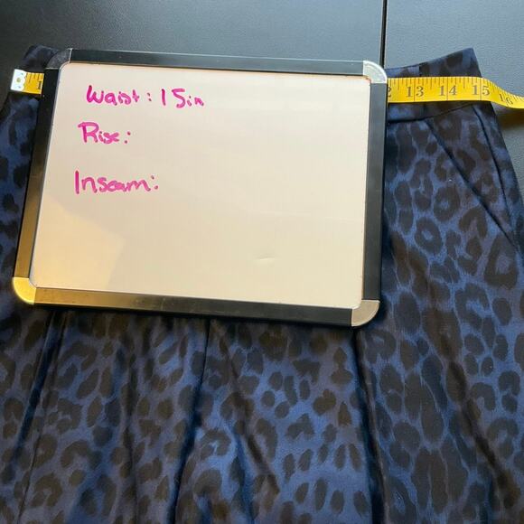 Harlyn Anthropologie Black Blue Leopard Print Onca Culotte Pants Sz 12 Wide Leg - Picture 7 of 9